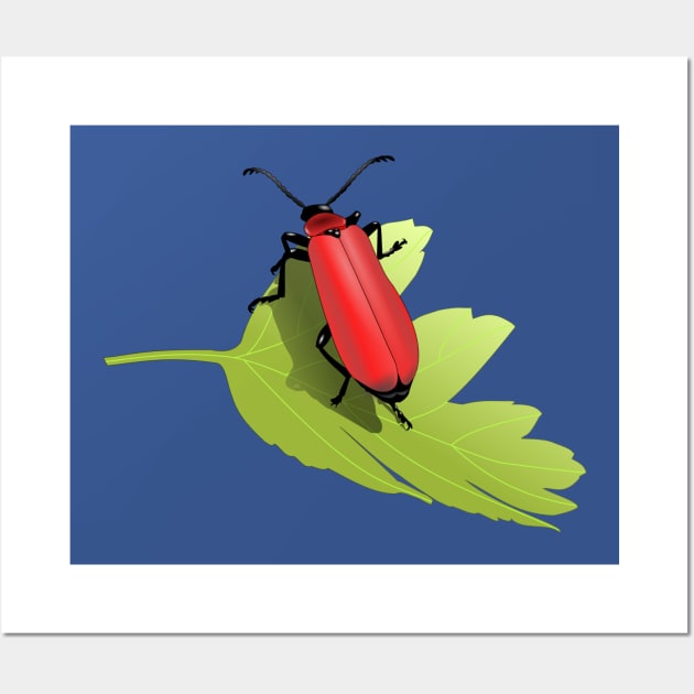 Red Bug On Leaf Wall Art by holidaystore